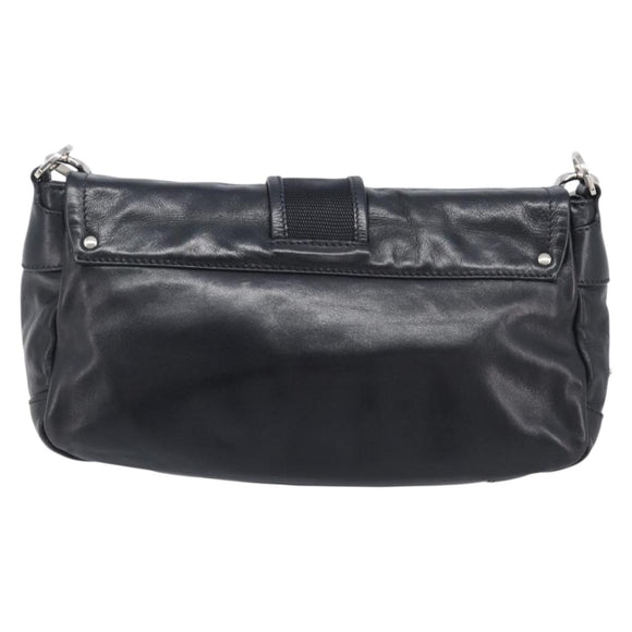 PRADA Shoulder Bag Leather Black Silver Auth BA15835V