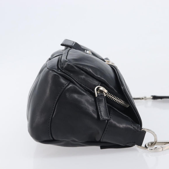 PRADA Shoulder Bag Leather Black Silver Auth BA15835V