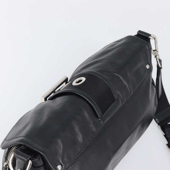 PRADA Shoulder Bag Leather Black Silver Auth BA15835V