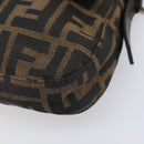 FENDI Zucca Canvas Mamma Baguette Shoulder Bag Black Brown 26424 Auth BA15836V-14