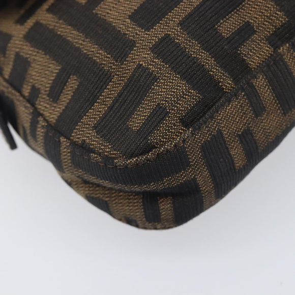 FENDI Zucca Canvas Mamma Baguette Shoulder Bag Black Brown 26424 Auth BA15836V