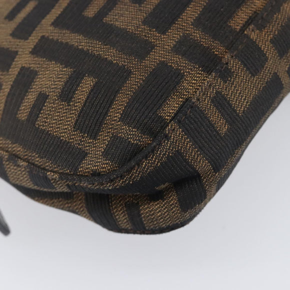 FENDI Zucca Canvas Mamma Baguette Shoulder Bag Black Brown 26424 Auth BA15836V