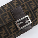 FENDI Zucca Canvas Mamma Baguette Shoulder Bag Black Brown 26424 Auth BA15836V-19