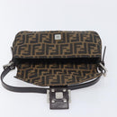 FENDI Zucca Canvas Mamma Baguette Shoulder Bag Black Brown 26424 Auth BA15836V-20
