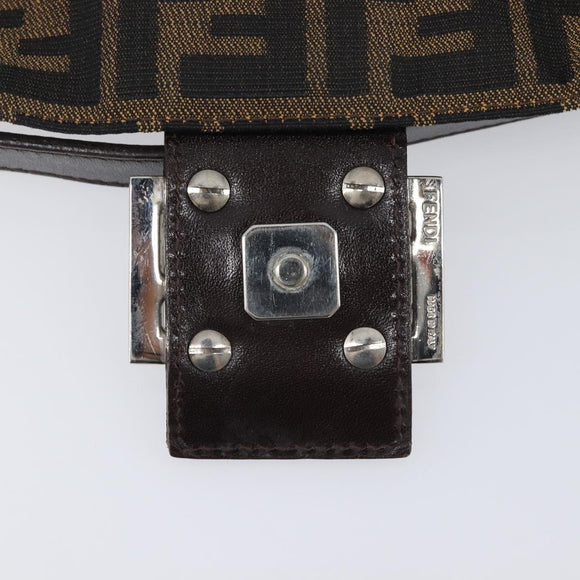 FENDI Zucca Canvas Mamma Baguette Shoulder Bag Black Brown 26424 Auth BA15836V