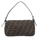 FENDI Zucca Canvas Mamma Baguette Shoulder Bag Black Brown 26424 Auth BA15836V-2