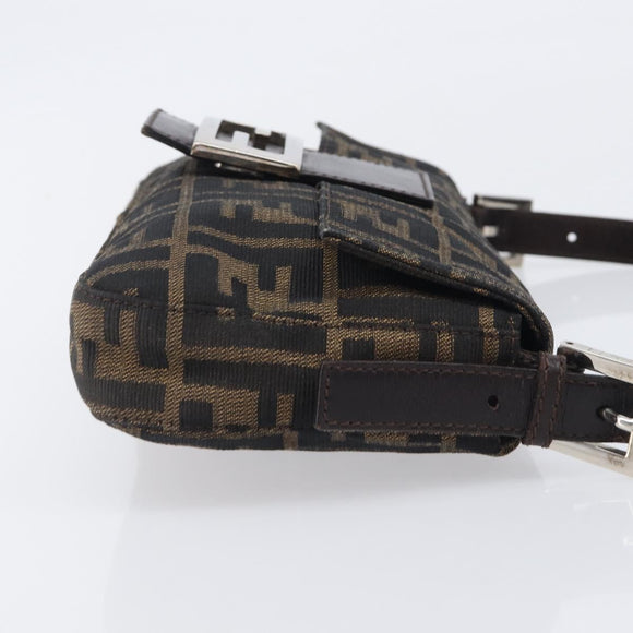 FENDI Zucca Canvas Mamma Baguette Shoulder Bag Black Brown 26424 Auth BA15836V