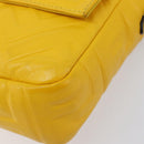 FENDI Zucca Canvas Mamma Baguette Bag Leather 2way Yellow 8BR600 Auth BA15839V-16