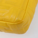 FENDI Zucca Canvas Mamma Baguette Bag Leather 2way Yellow 8BR600 Auth BA15839V-18
