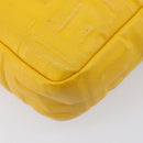 FENDI Zucca Canvas Mamma Baguette Bag Leather 2way Yellow 8BR600 Auth BA15839V-19