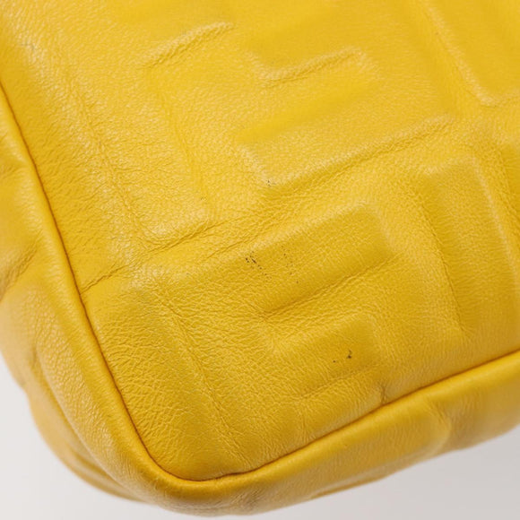 FENDI Zucca Canvas Mamma Baguette Bag Leather 2way Yellow 8BR600 Auth BA15839V