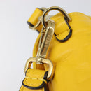 FENDI Zucca Canvas Mamma Baguette Bag Leather 2way Yellow 8BR600 Auth BA15839V-21
