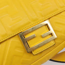 FENDI Zucca Canvas Mamma Baguette Bag Leather 2way Yellow 8BR600 Auth BA15839V-22