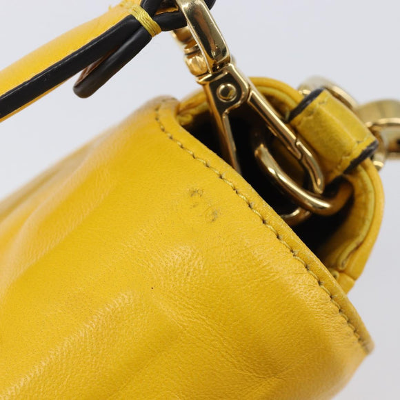 FENDI Zucca Canvas Mamma Baguette Bag Leather 2way Yellow 8BR600 Auth BA15839V