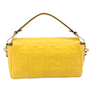 FENDI Zucca Canvas Mamma Baguette Bag Leather 2way Yellow 8BR600 Auth BA15839V-2