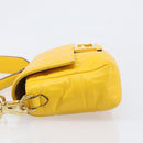 FENDI Zucca Canvas Mamma Baguette Bag Leather 2way Yellow 8BR600 Auth BA15839V-4