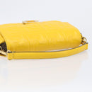 FENDI Zucca Canvas Mamma Baguette Bag Leather 2way Yellow 8BR600 Auth BA15839V-7