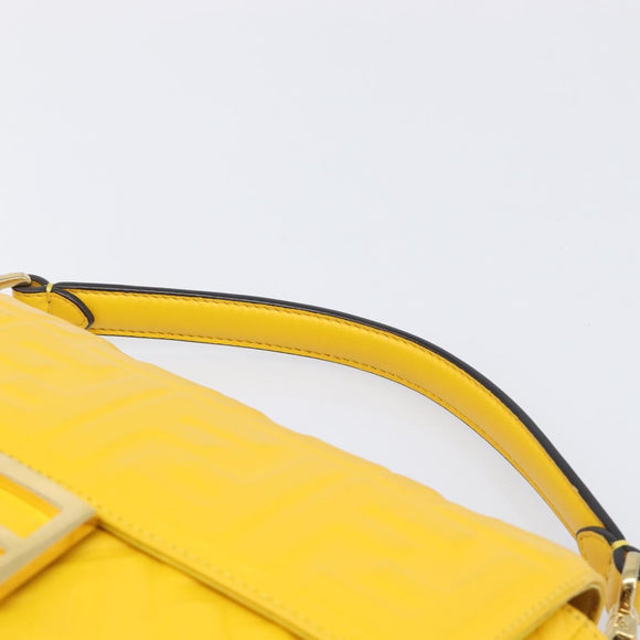 FENDI Zucca Canvas Mamma Baguette Bag Leather 2way Yellow 8BR600 Auth BA15839V