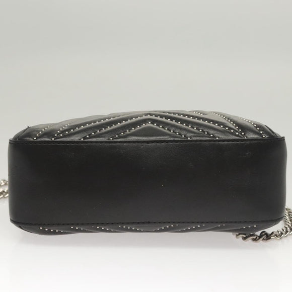 Stella MacCartney Star Chain Shoulder Bag Leather Black Silver Auth BA1584