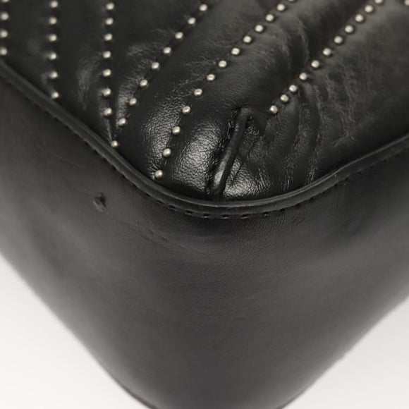 Stella MacCartney Star Chain Shoulder Bag Leather Black Silver Auth BA1584