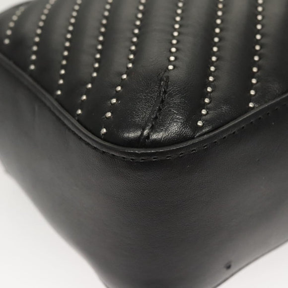 Stella MacCartney Star Chain Shoulder Bag Leather Black Silver Auth BA1584