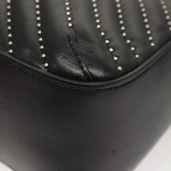 Stella MacCartney Star Chain Shoulder Bag Leather Black Silver Auth BA1584