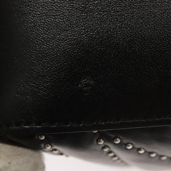 Stella MacCartney Star Chain Shoulder Bag Leather Black Silver Auth BA1584
