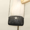 Stella MacCartney Star Chain Shoulder Bag Leather Black Silver Auth BA1584-24
