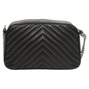 Stella MacCartney Star Chain Shoulder Bag Leather Black Silver Auth BA1584-2