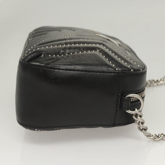 Stella MacCartney Star Chain Shoulder Bag Leather Black Silver Auth BA1584
