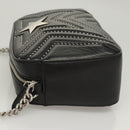 Stella MacCartney Star Chain Shoulder Bag Leather Black Silver Auth BA1584-4