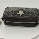 Stella MacCartney Star Chain Shoulder Bag Leather Black Silver Auth BA1584-6