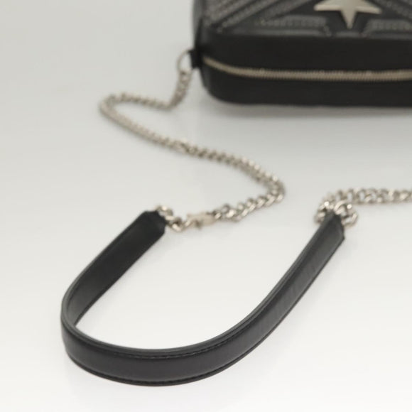 Stella MacCartney Star Chain Shoulder Bag Leather Black Silver Auth BA1584