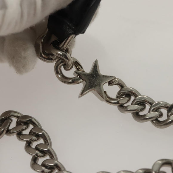 Stella MacCartney Star Chain Shoulder Bag Leather Black Silver Auth BA1584