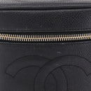 CHANEL Vanity Hand Bag Caviar Skin Black Gold CC Auth BA15842V-3