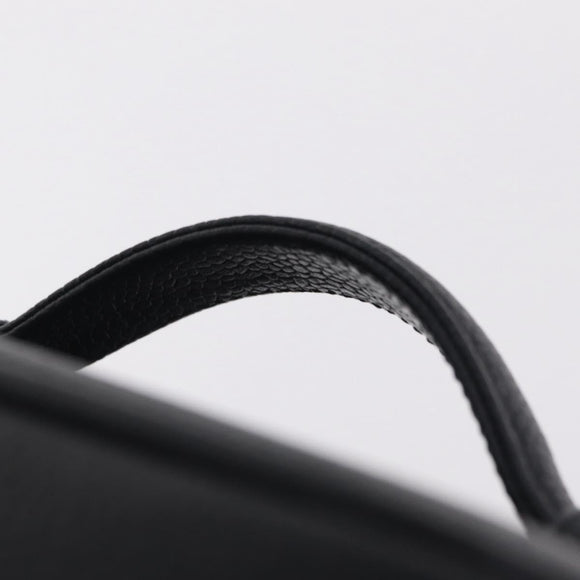 CHANEL Vanity Hand Bag Caviar Skin Black Gold CC Auth BA15842V