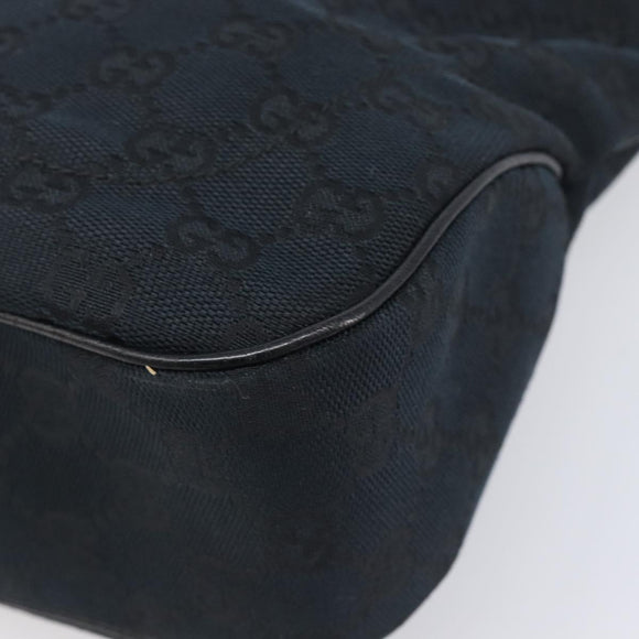 GUCCI GG Canvas Jackie Hand Bag Black Gold 145817 Auth BA15843V