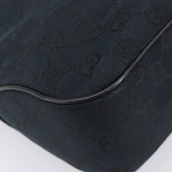 GUCCI GG Canvas Jackie Hand Bag Black Gold 145817 Auth BA15843V