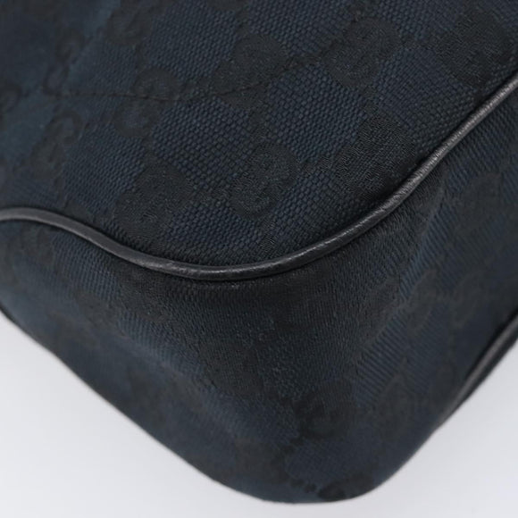 GUCCI GG Canvas Jackie Hand Bag Black Gold 145817 Auth BA15843V