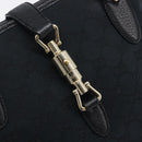 GUCCI GG Canvas Jackie Hand Bag Black Gold 145817 Auth BA15843V-15