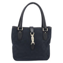 GUCCI GG Canvas Jackie Hand Bag Black Gold 145817 Auth BA15843V-2