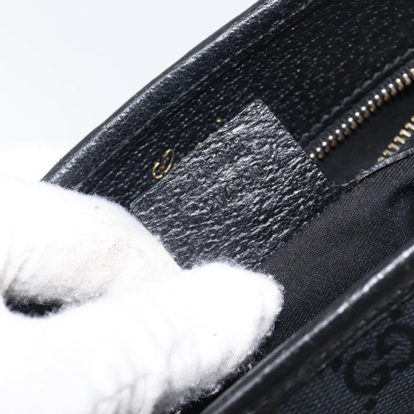 GUCCI GG Canvas Jackie Hand Bag Black Gold 145817 Auth BA15843V