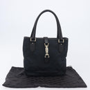 GUCCI GG Canvas Jackie Hand Bag Black Gold 145817 Auth BA15843V-25