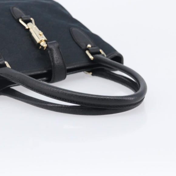 GUCCI GG Canvas Jackie Hand Bag Black Gold 145817 Auth BA15843V