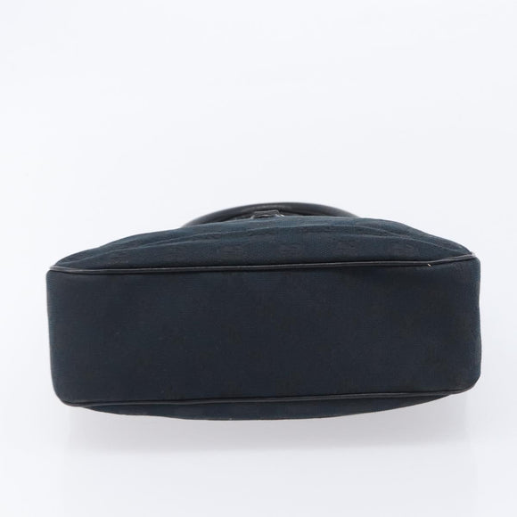 GUCCI GG Canvas Jackie Hand Bag Black Gold 145817 Auth BA15843V