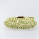 FENDI Mamma Baguette Shoulder Bag straw Green Silver Auth BA15846SAV-10