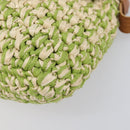 FENDI Mamma Baguette Shoulder Bag straw Green Silver Auth BA15846SAV-11