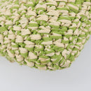 FENDI Mamma Baguette Shoulder Bag straw Green Silver Auth BA15846SAV-14