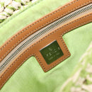 FENDI Mamma Baguette Shoulder Bag straw Green Silver Auth BA15846SAV-19