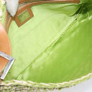 FENDI Mamma Baguette Shoulder Bag straw Green Silver Auth BA15846SAV-20